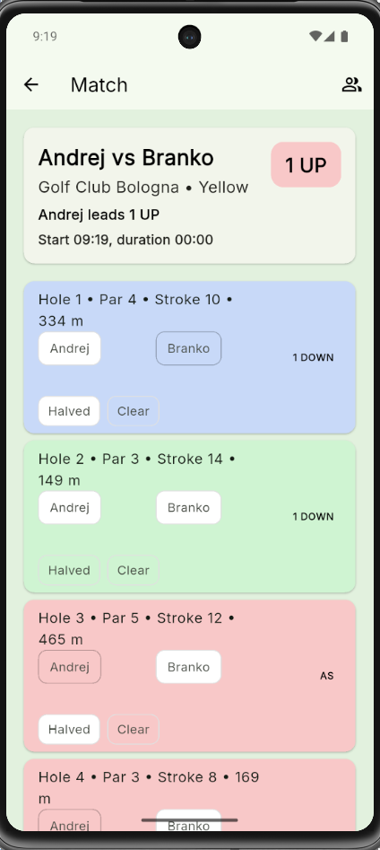 Match play game screen preview